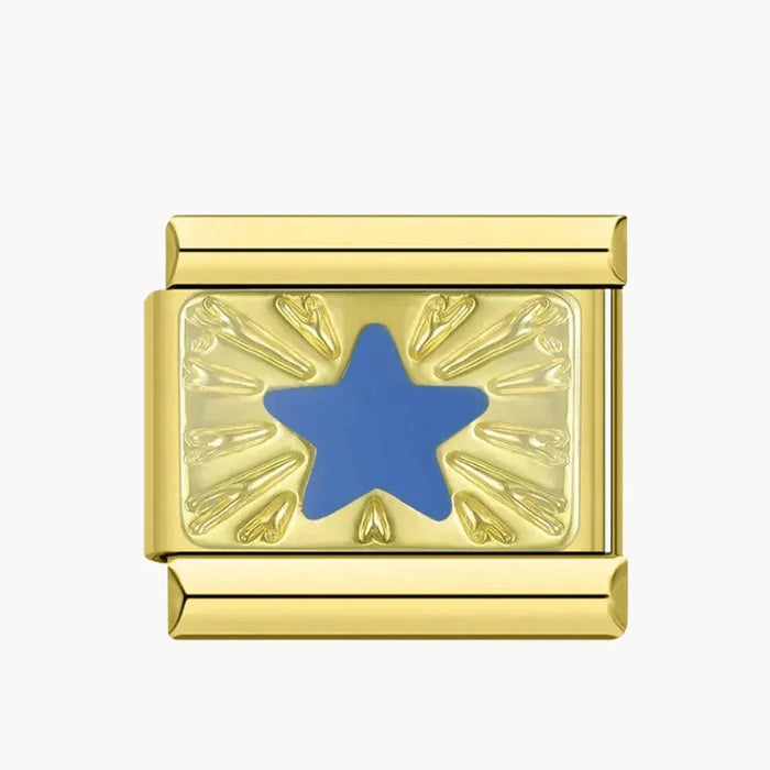 Étoile bleue sur fond or